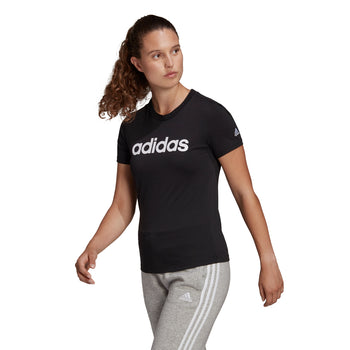 T-shirt nera da donna con logo adidas Essentials Slim Logo, Abbigliamento Sport, SKU a712000209, Immagine 0